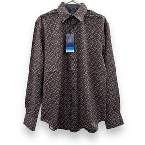 Society of Threads Slim Fit Ditsy Floral Print Long Sleeve Button Down Shirt NEW